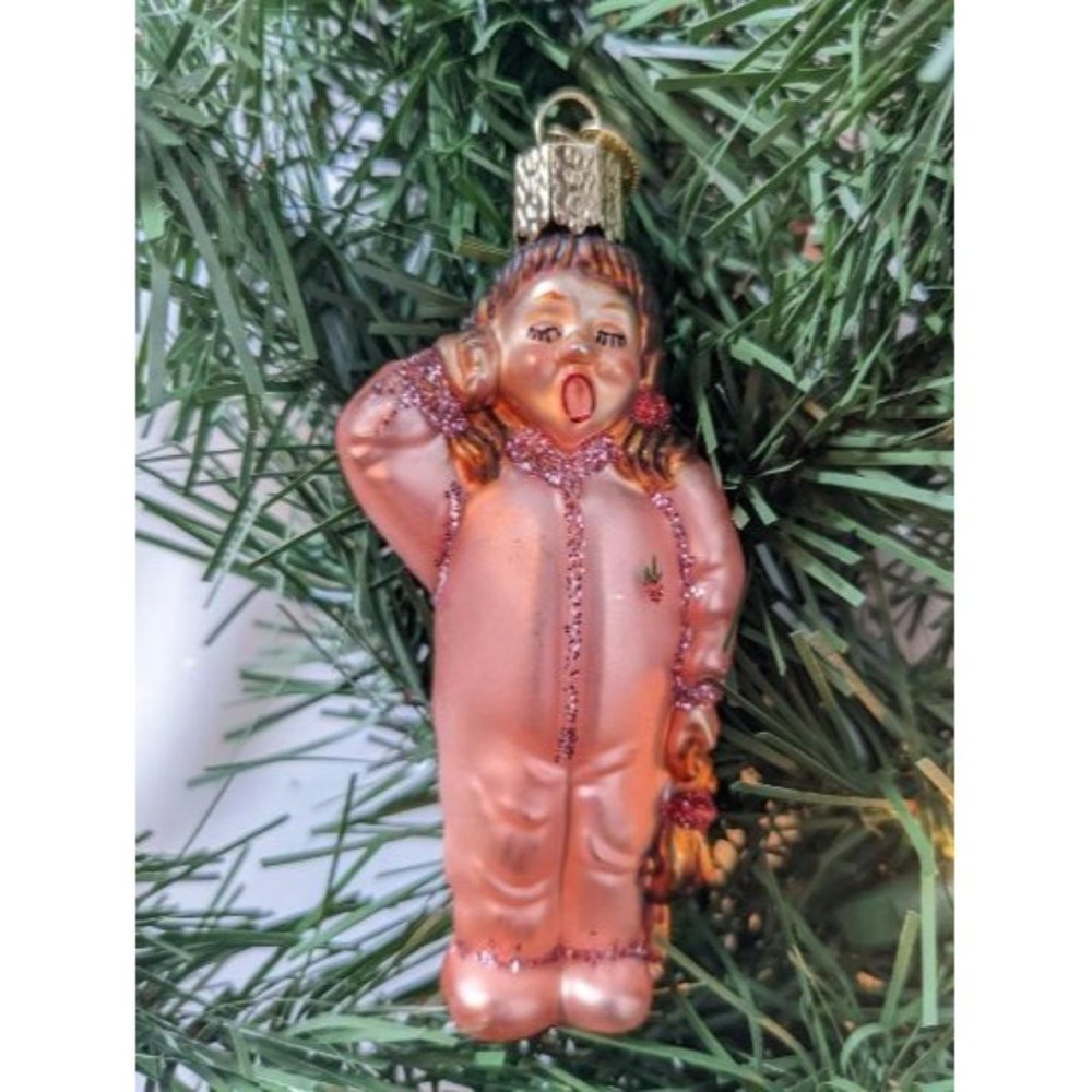 Sleep Head Yawning Girl Old World Christmas Ornament
